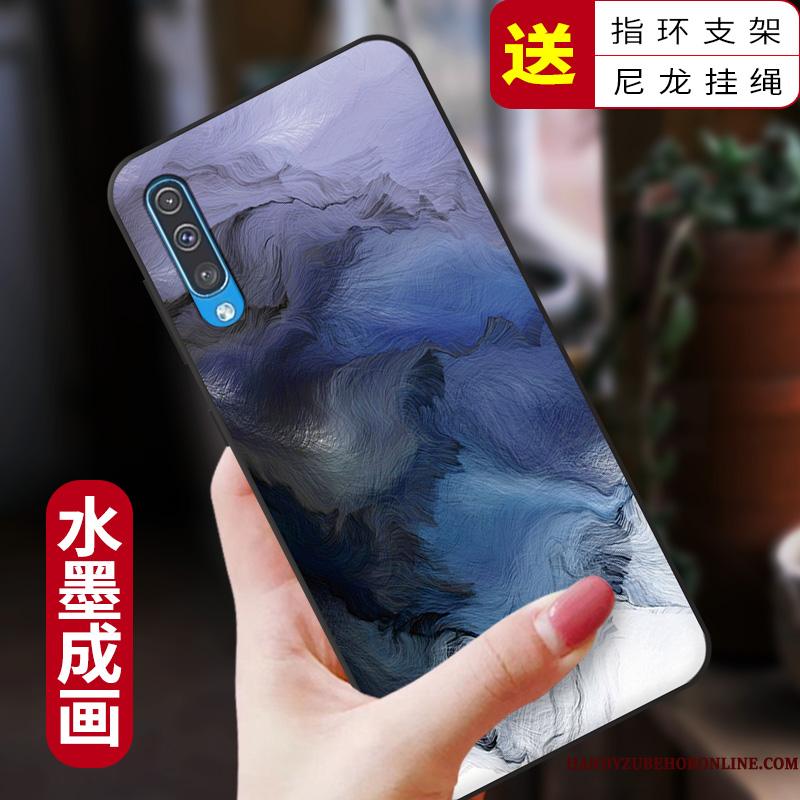 Samsung Galaxy A50 Anti-fald Silikone Smuk Mørkeblå Trend Cover Telefon Etui