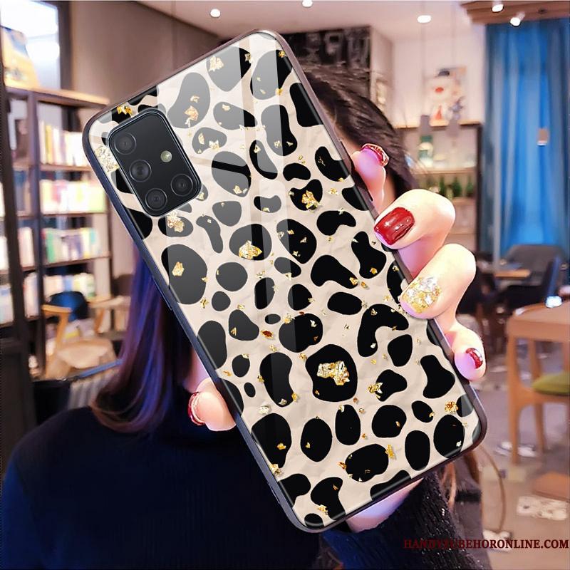 Samsung Galaxy A51 Beskyttelse Glas Hængende Ornamenter Lyserød Cover Telefon Etui Leopard