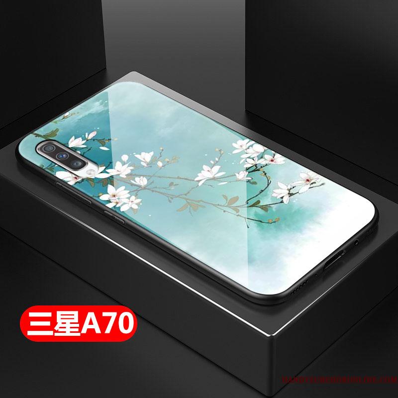 Samsung Galaxy A70 Hård Glas Etui Kinesisk Stil Blød Silikone Telefon