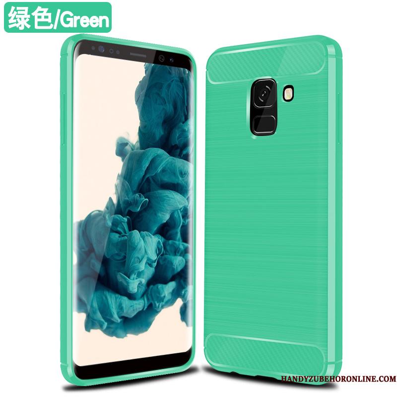 Samsung Galaxy A8 2018 Beskyttelse Anti-fald Grøn Telefon Etui Fiber Cover Silke
