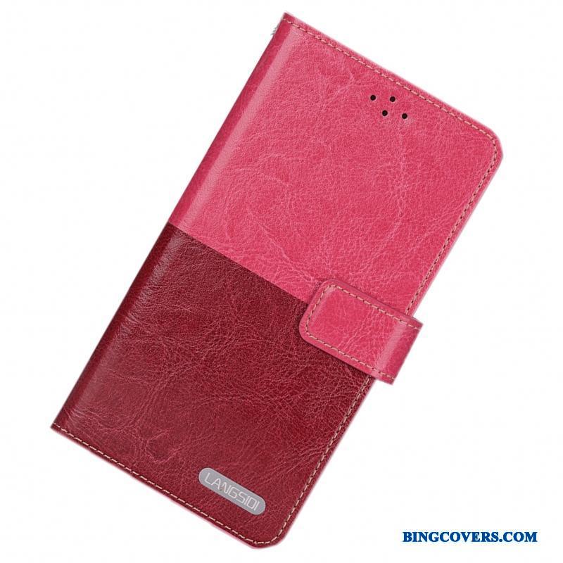 Samsung Galaxy A8 Beskyttelse Rød Telefon Etui Anti-fald Ægte Læder Mobiltelefon Simple