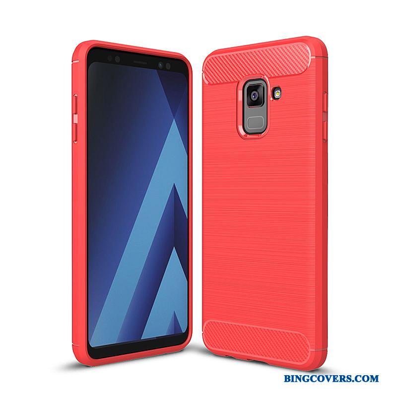 Samsung Galaxy A8+ Blød Cover Alt Inklusive Anti-fald Fiber Etui Rød