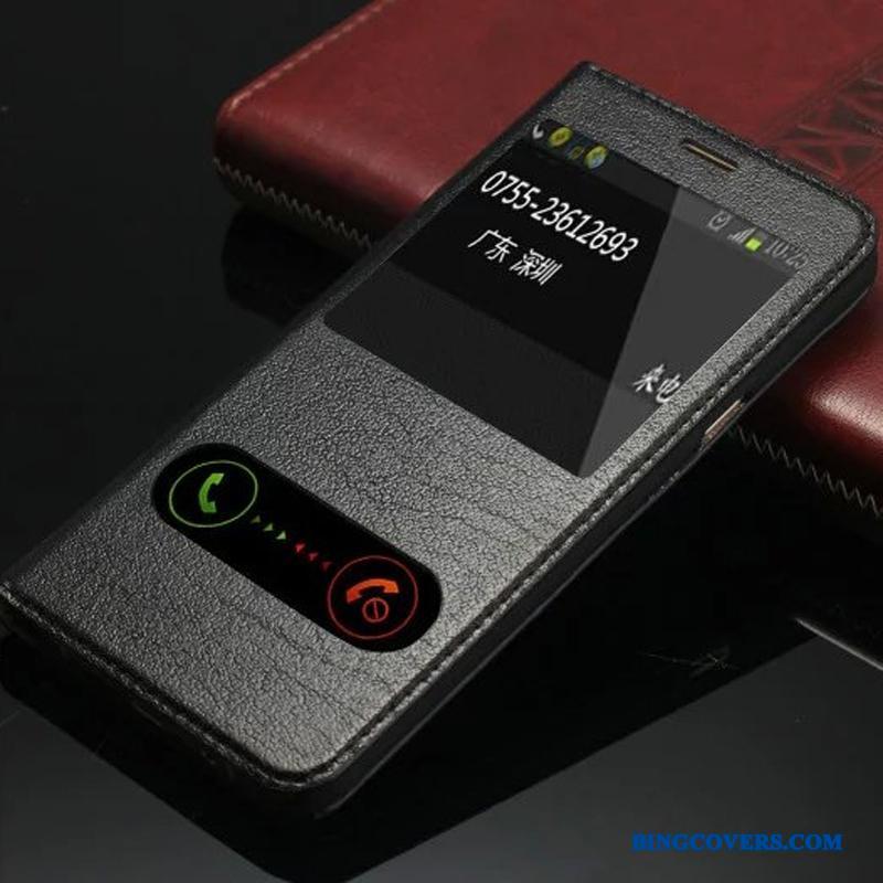Samsung Galaxy A8 Etui Lædertaske Mobiltelefon Stjerne Beskyttelse Folio Ægte Læder Cover