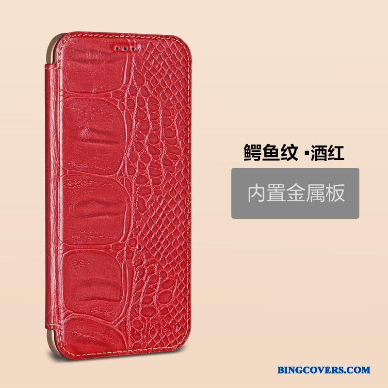 Samsung Galaxy A8 Etui Rød Cover Ægte Læder Folio Mobiltelefon Beskyttelse Stjerne