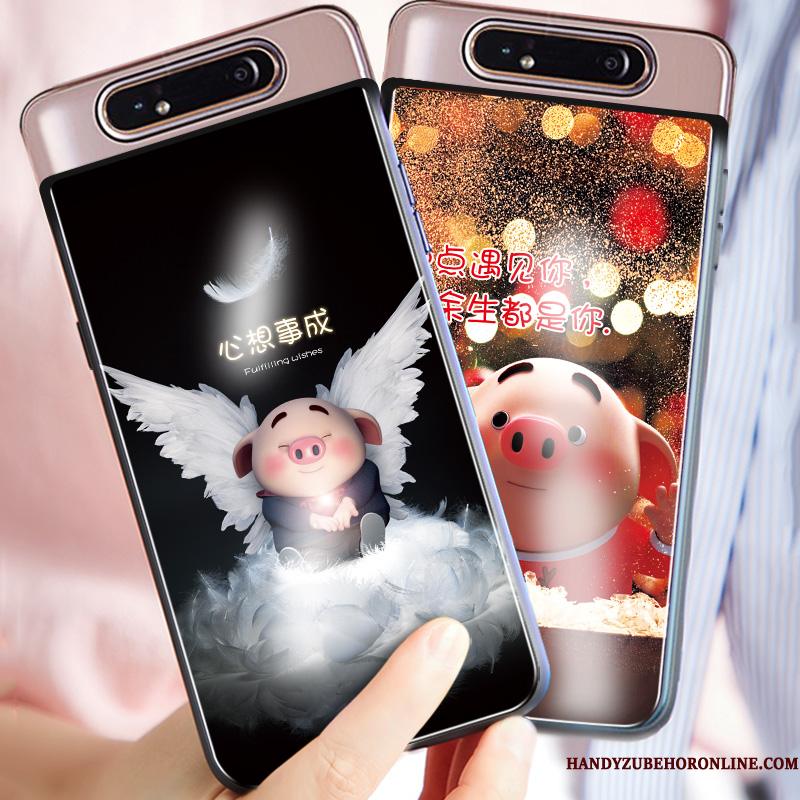 Samsung Galaxy A80 Etui Sort Glas Silikone Alt Inklusive Stjerne Af Personlighed Kreativ