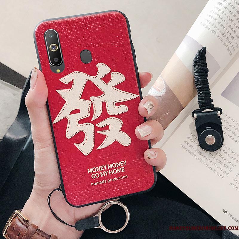 Samsung Galaxy A8s Etui Beskyttelse Kinesisk Stil Stjerne Rød Relief Cover Blød
