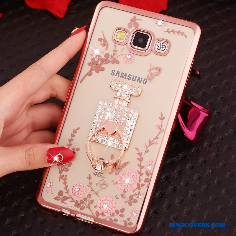 Samsung Galaxy J3 2016 Belægning Rosa Guld Telefon Etui Silikone Blød Beskyttelse Ring