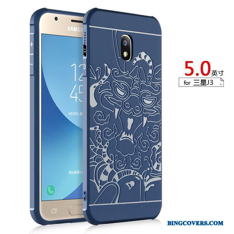 Samsung Galaxy J3 2017 Silikone Anti-fald Blå Beskyttelse Etui Cover Telefon