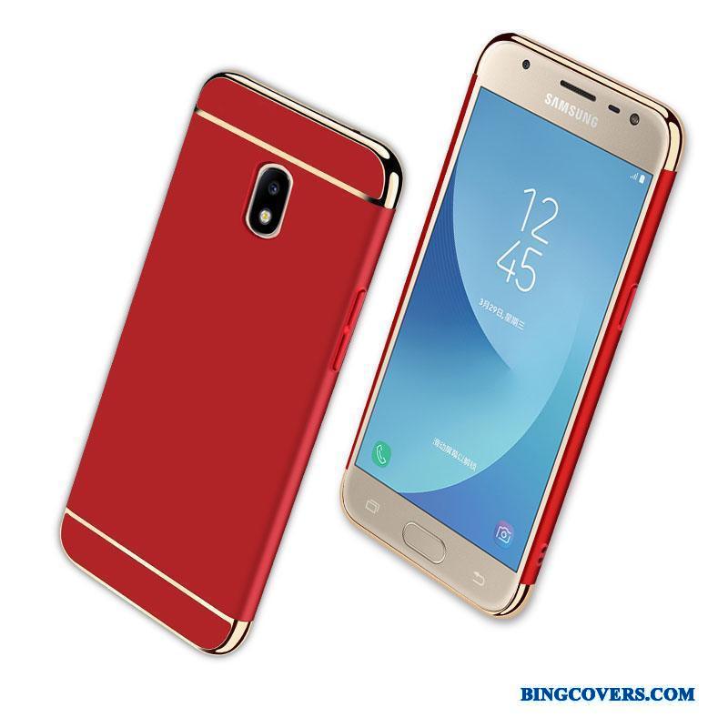 Samsung Galaxy J3 2017 Telefon Etui Anti-fald Cover Nubuck Stjerne Beskyttelse Rød