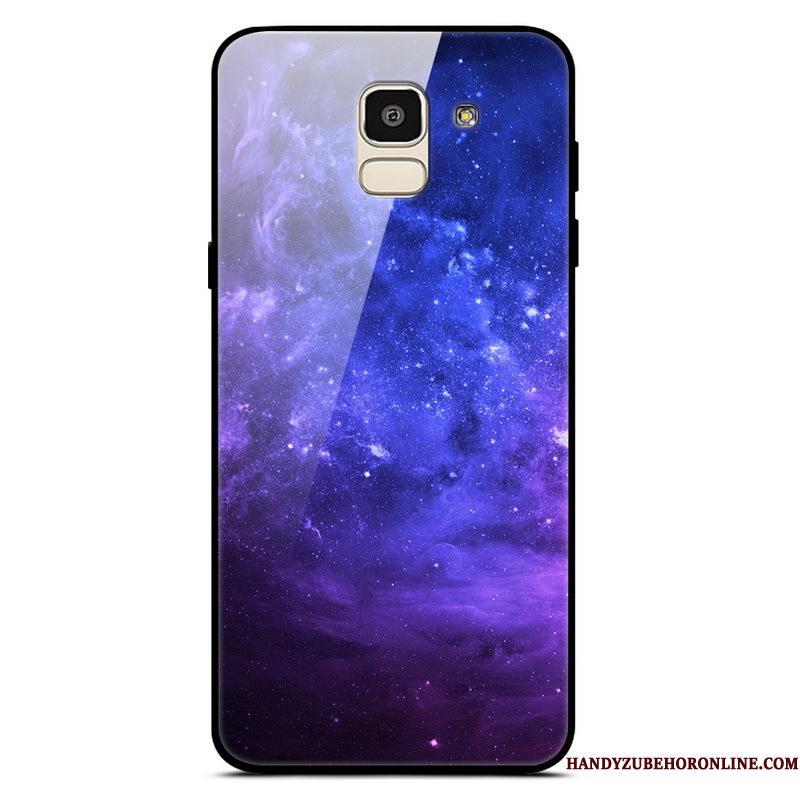 Samsung Galaxy J6 Telefon Etui Glas Stjerne Simple Lilla Måned Anti-fald