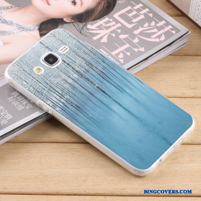 Samsung Galaxy J7 2015 Cover Telefon Etui Blå Silikone Anti-fald Blød Trend