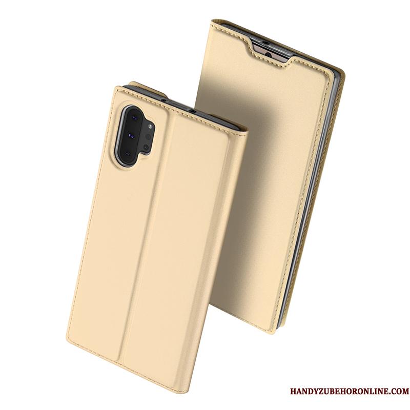 Samsung Galaxy Note 10+ Kort Stjerne Guld Folio Etui Lædertaske Telefon
