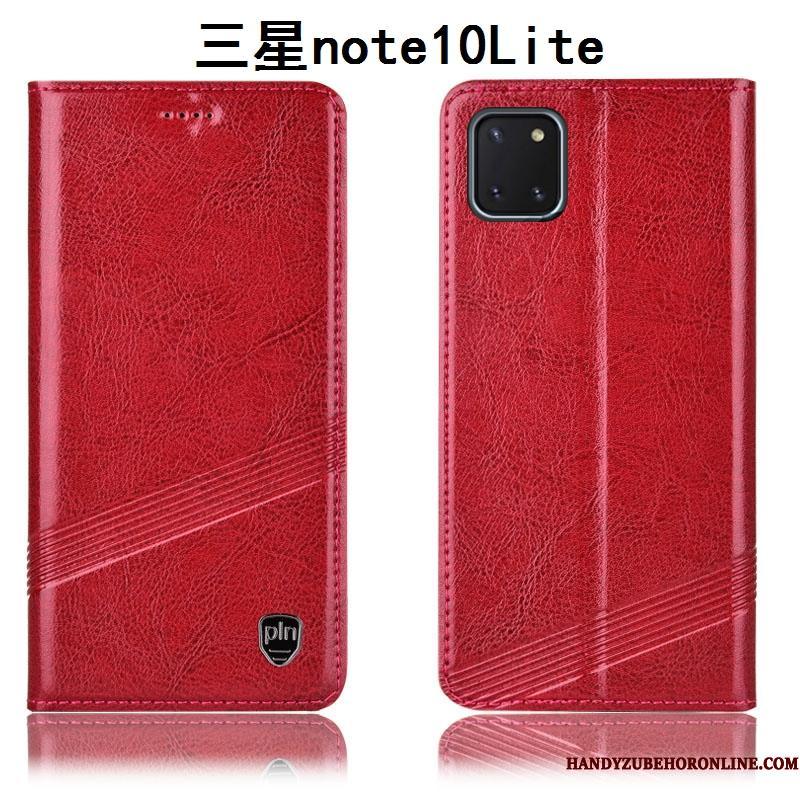 Samsung Galaxy Note 10 Lite Lædertaske Alt Inklusive Anti-fald Rød Cover Stjerne Telefon Etui
