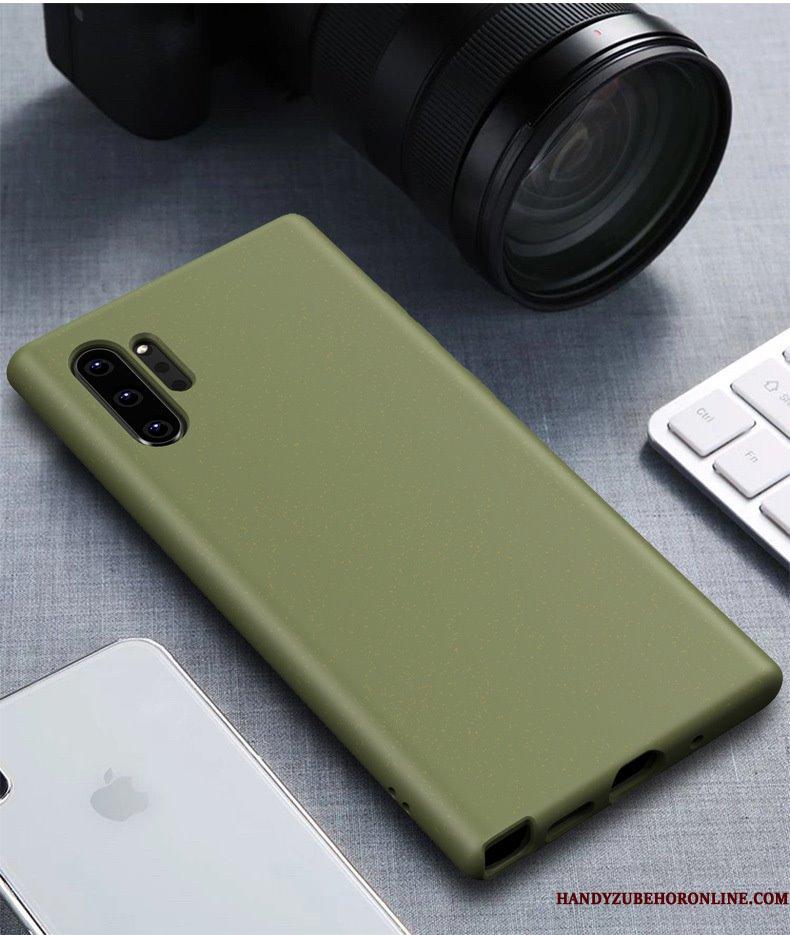 Samsung Galaxy Note 10+ Telefon Etui Anti-fald Pu Stjerne Beskyttelse Cover Grøn