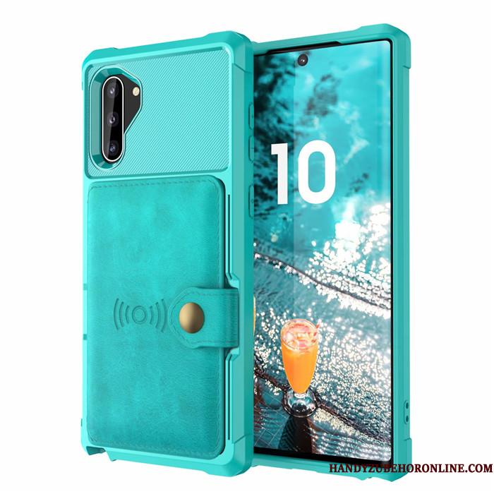 Samsung Galaxy Note 10 Telefon Etui Tegnebog Beskyttelse Kort Grøn Stjerne Lædertaske
