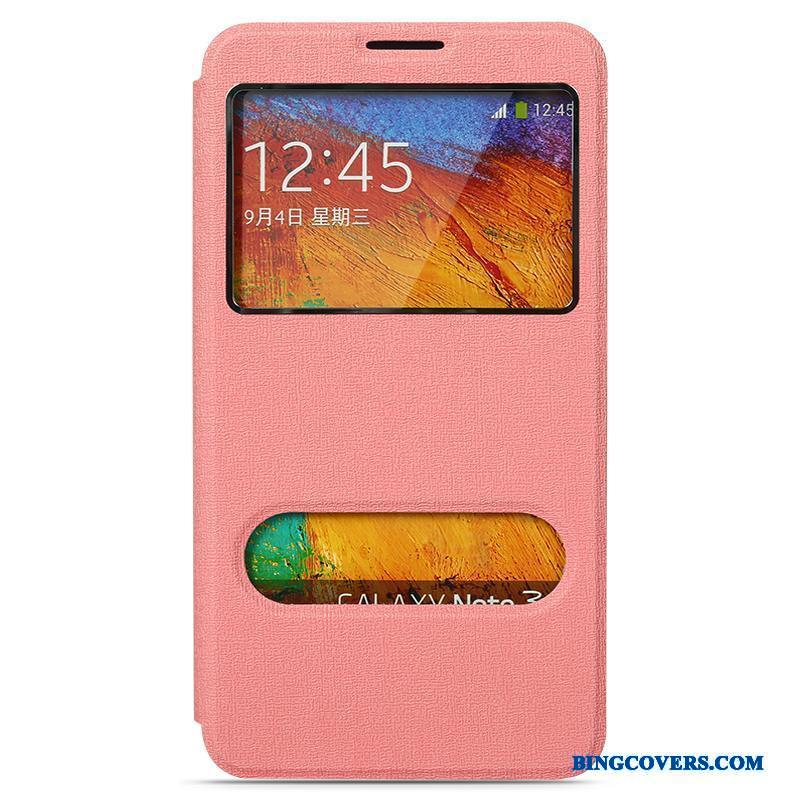 Samsung Galaxy Note 3 Bagdæksel Beskyttelse Simple Telefon Etui Lyserød Stjerne Lædertaske