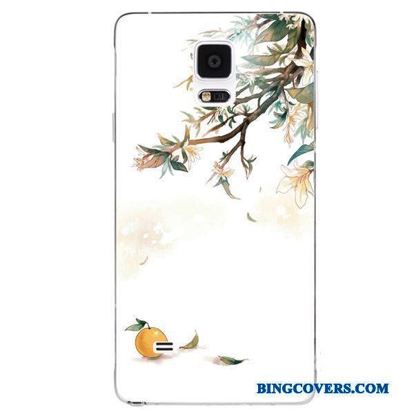 Samsung Galaxy Note 4 Cover Telefon Etui Blød Blomster Håndmalet Silikone Hvid