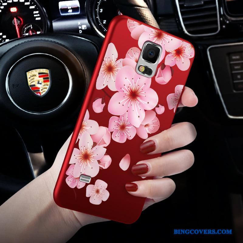 Samsung Galaxy Note 4 Trend Telefon Etui Anti-fald Cover Beskyttelse Rød Blomster