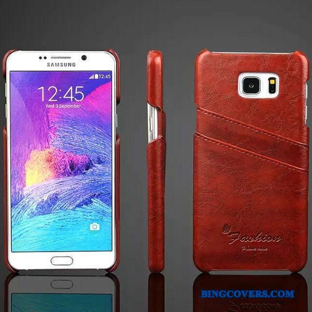 Samsung Galaxy Note 5 Etui Beskyttelse Bagdæksel Ægte Læder Mobiltelefon Af Personlighed Kort Rød
