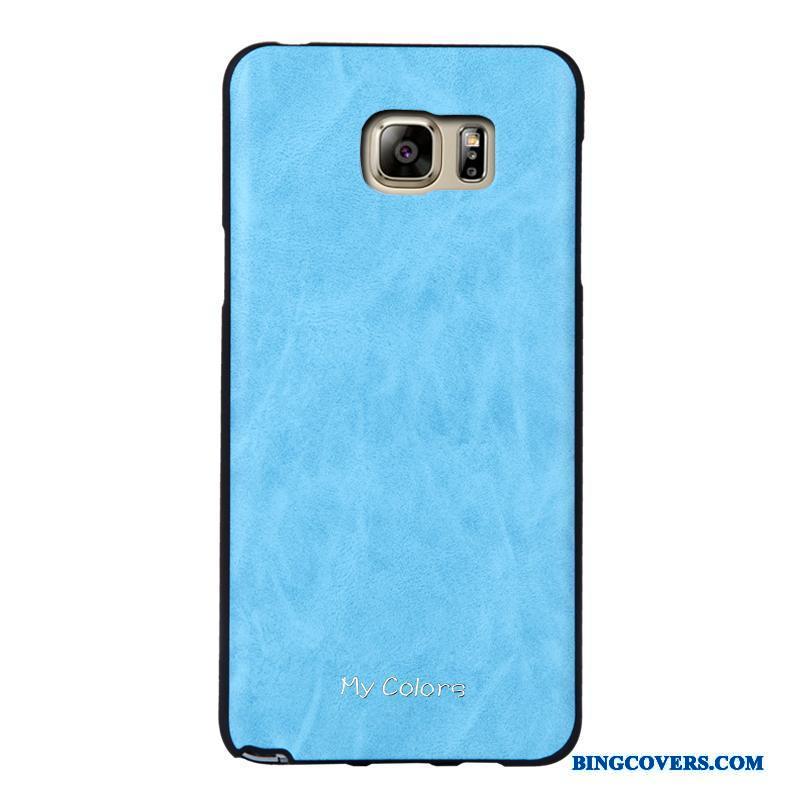 Samsung Galaxy Note 5 Etui Blå Beskyttelse Læder Business Stjerne Cover Blød