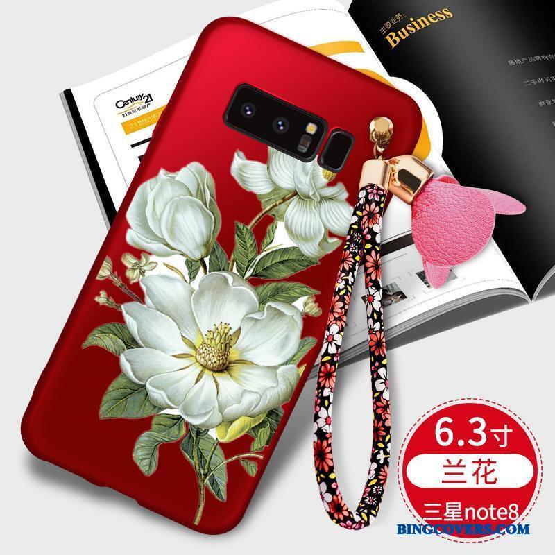 Samsung Galaxy Note 8 Blød Alt Inklusive Rød Anti-fald Cover Stjerne Telefon Etui