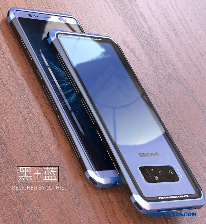 Samsung Galaxy Note 8 Etui Kreativ Metal Ramme Legering Cover Af Personlighed Blå