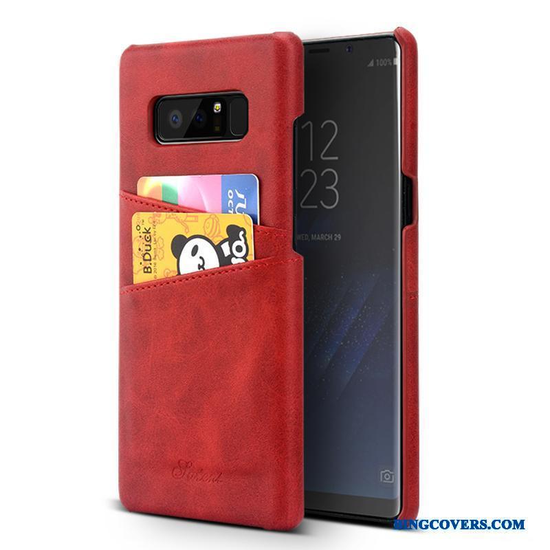Samsung Galaxy Note 8 Rød Cover Vintage Læder Beskyttelse Stjerne Telefon Etui