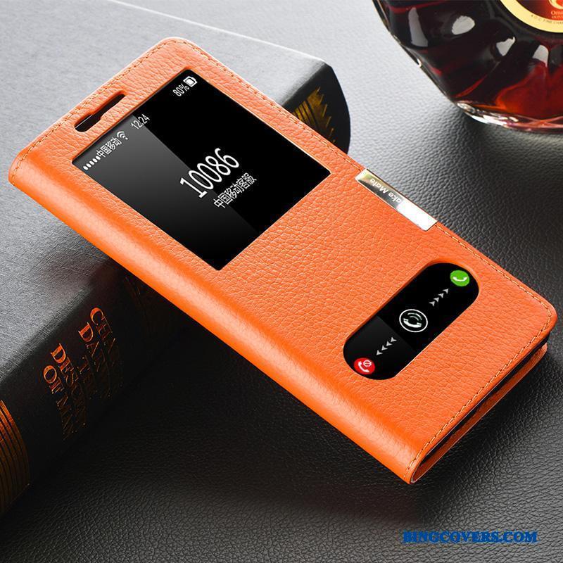 Samsung Galaxy Note 8 Telefon Etui Mobiltelefon Cover Folio Stjerne Lædertaske Orange