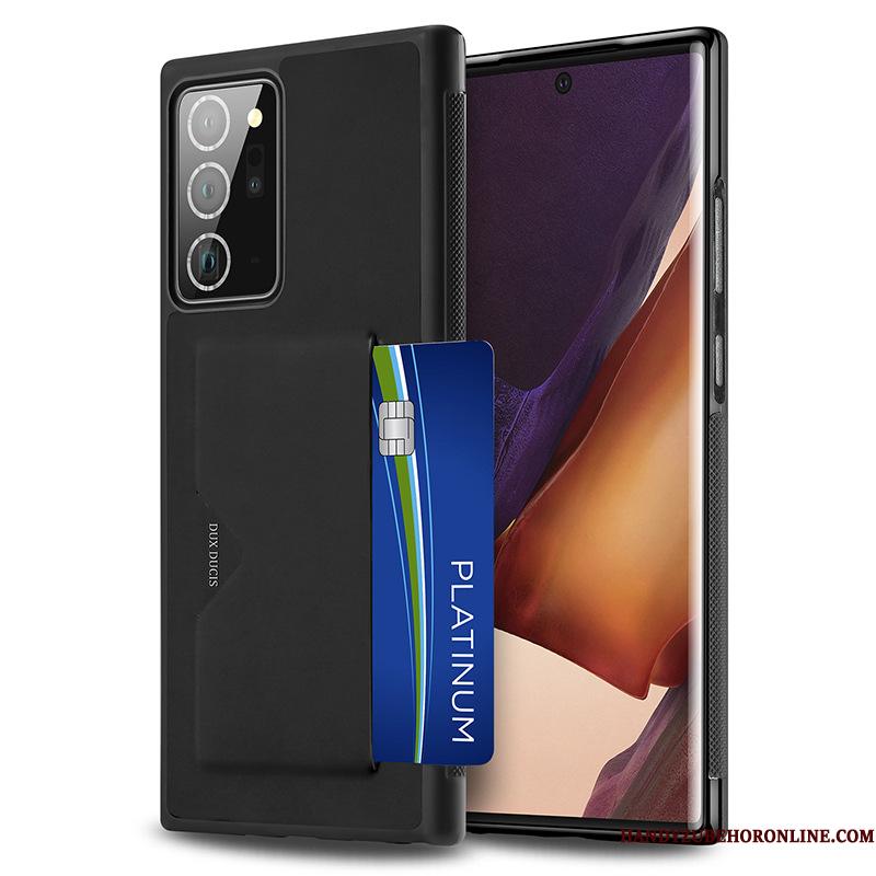 Samsung Galaxy Note20 Ultra Silikone Telefon Etui Sort Kort Bagdæksel Alt Inklusive Stjerne