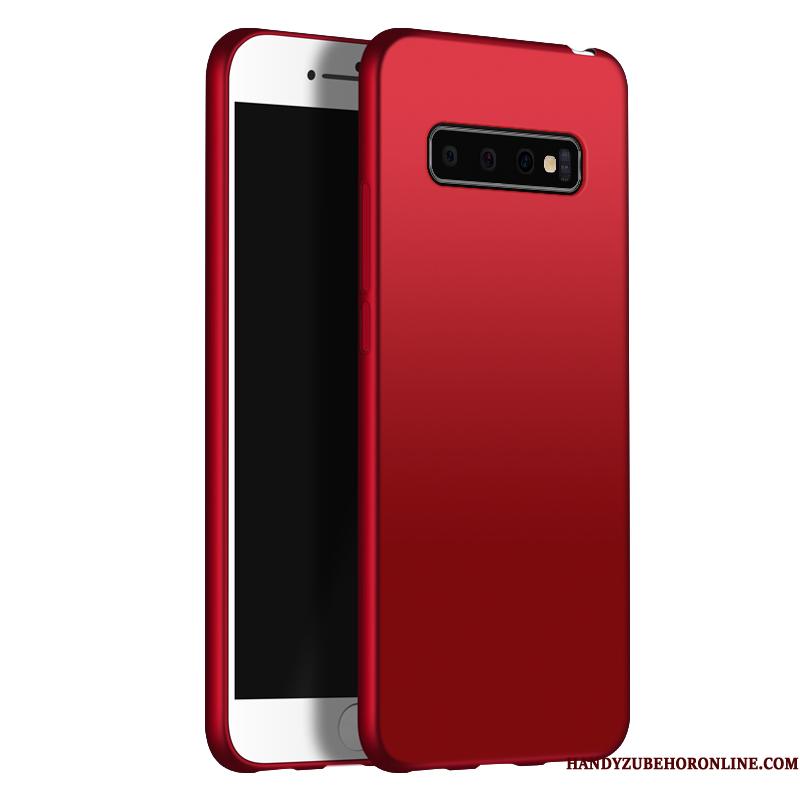 Samsung Galaxy S10+ Etui Beskyttelse Nubuck Stjerne Blød Rød Anti-fald Cover