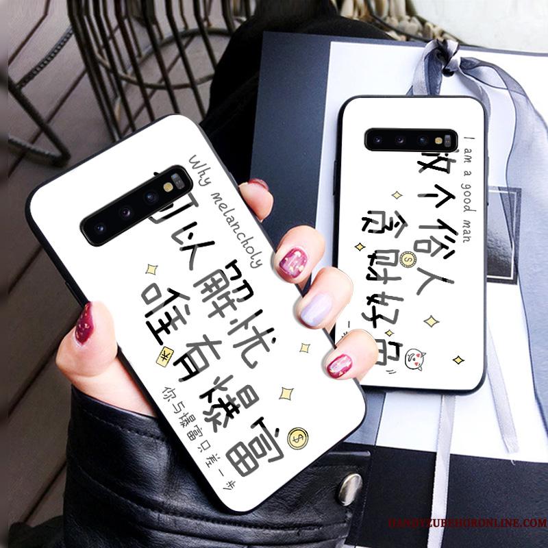 Samsung Galaxy S10 Hængende Ornamenter Beskyttelse Af Personlighed Hærdet Glas Kreativ Hvid Telefon Etui