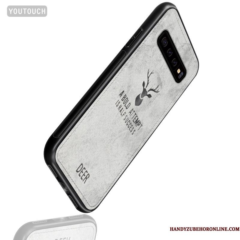 Samsung Galaxy S10+ Lærred Cover Grå Etui Telefon Anti-fald Stjerne