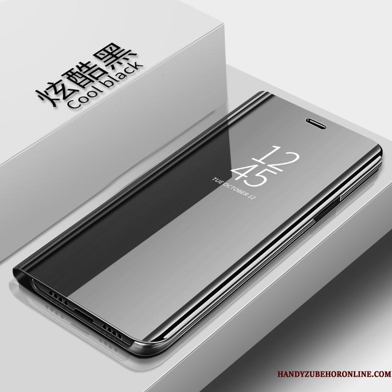 Samsung Galaxy S10 Sort Lædertaske Stjerne Spejl Telefon Etui Support Gennemsigtig
