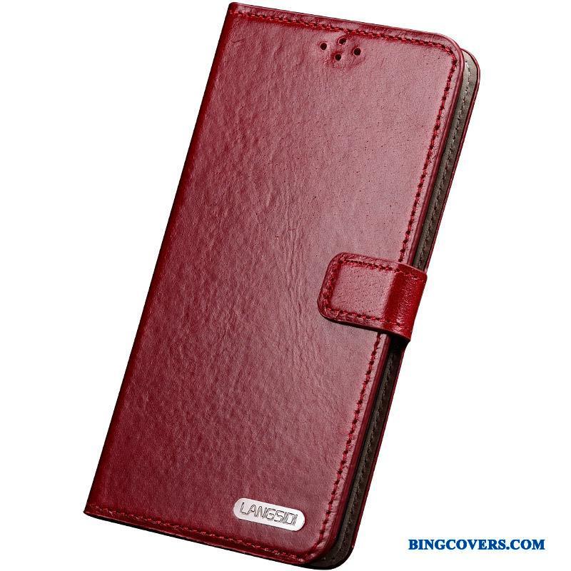 Samsung Galaxy S6 Edge + Etui Beskyttelse Folio Lædertaske Silikone Stjerne Rød Ægte Læder