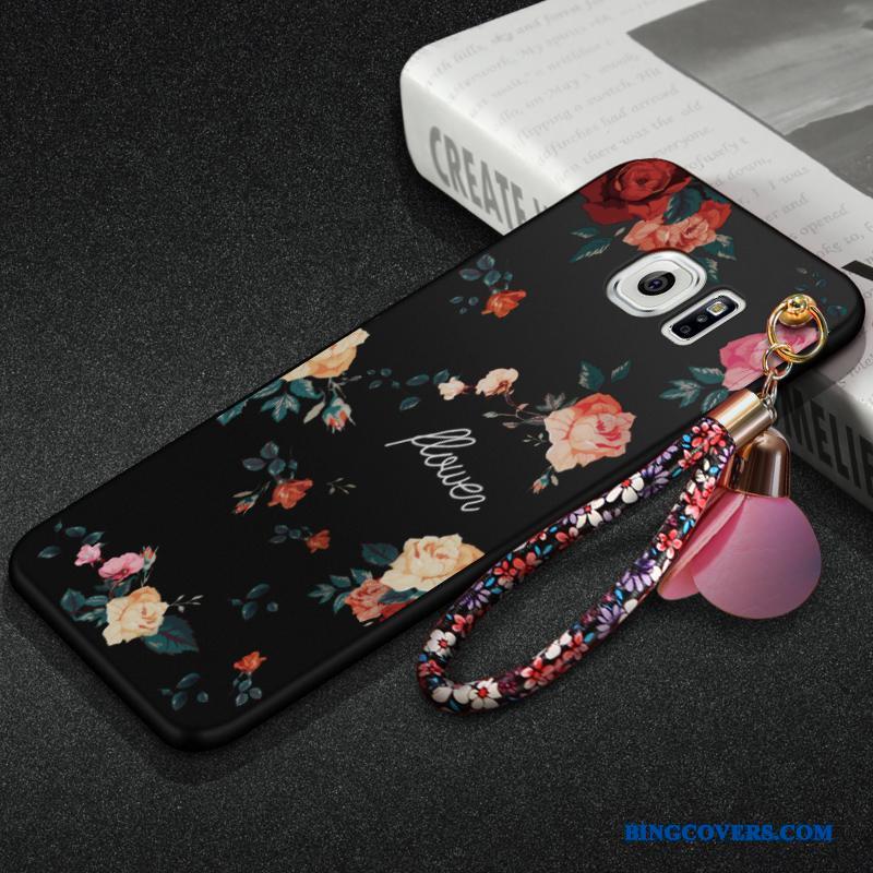 Samsung Galaxy S6 Edge + Nubuck Blomster Telefon Etui Cover Hængende Ornamenter Silikone Stjerne