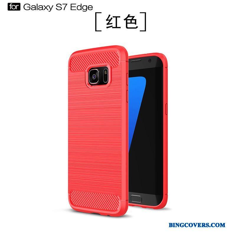 Samsung Galaxy S7 Edge Etui Silke Stjerne Cover Beskyttelse Rød Silikone Nubuck