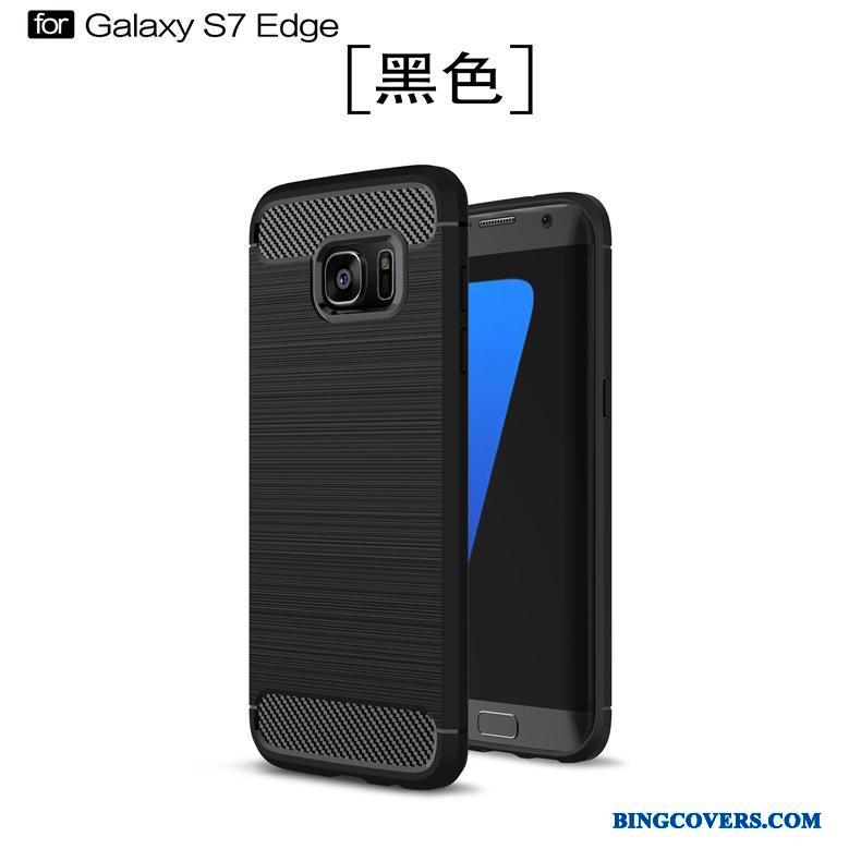 Samsung Galaxy S7 Edge Silikone Beskyttelse Anti-fald Etui Sort Blød Cover
