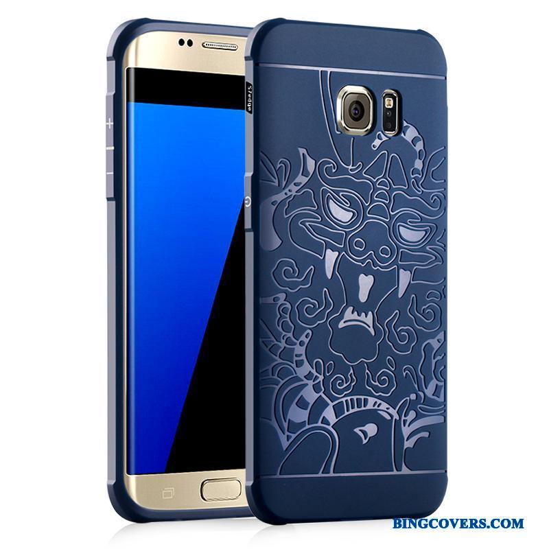 Samsung Galaxy S7 Edge Stjerne Blå Mobiltelefon Anti-fald Etui Blød Tynd