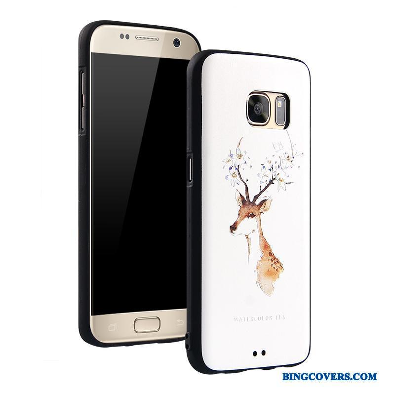 Samsung Galaxy S7 Etui Cartoon Hvid Silikone Anti-fald Cover Stjerne Mobiltelefon