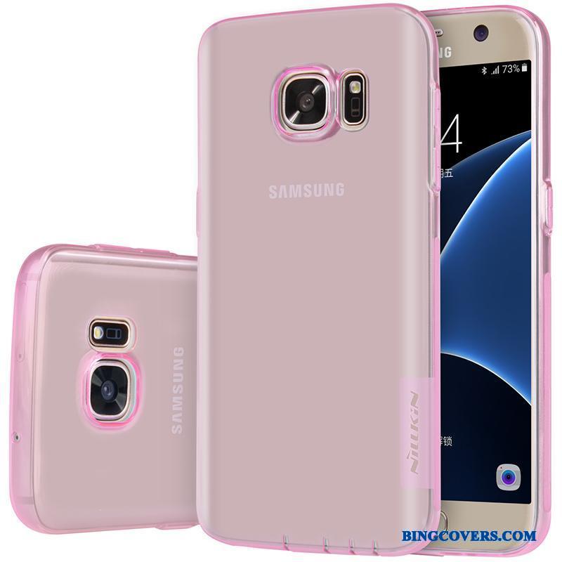 Samsung Galaxy S7 Etui Gennemsigtig Silikone Guld Tynd Stjerne Mobiltelefon Cover