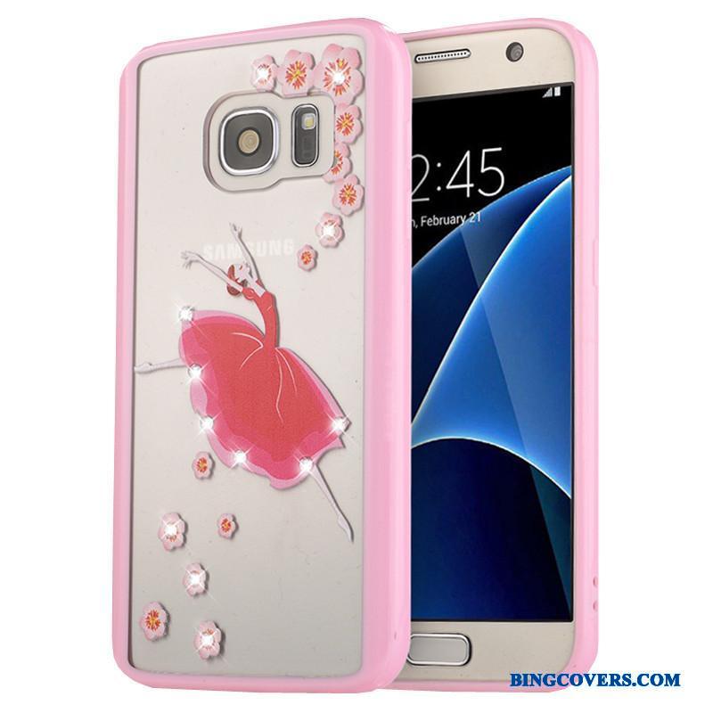 Samsung Galaxy S7 Malet Beskyttelse Stjerne Lyserød Telefon Etui Blød Mobiltelefon