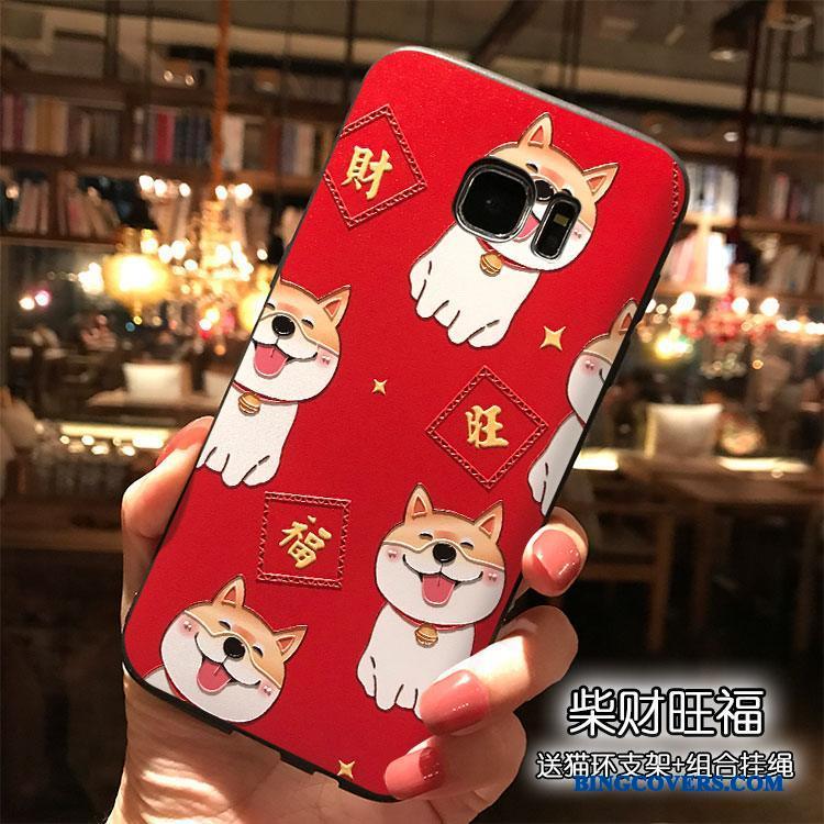 Samsung Galaxy S7 Silikone Telefon Etui Cartoon Rød Stjerne Hængende Ornamenter Trend