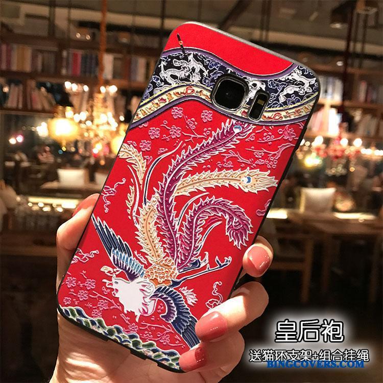 Samsung Galaxy S7 Telefon Etui Silikone Cover Kreativ Rød Hængende Ornamenter Stjerne