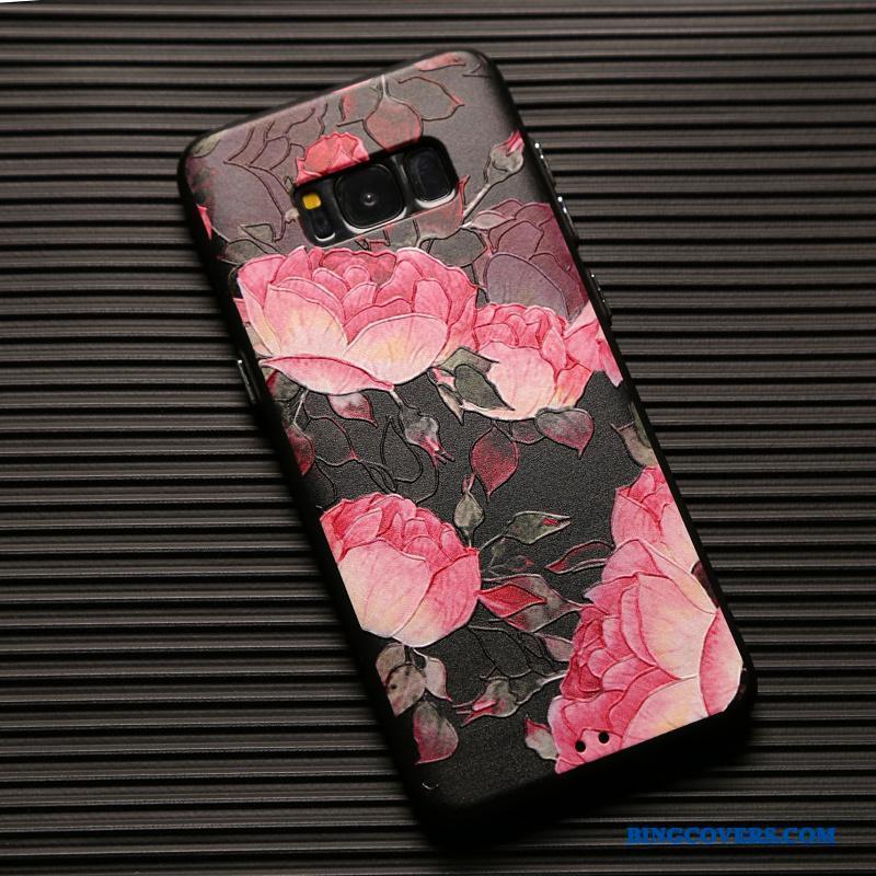 Samsung Galaxy S8+ Etui Alt Inklusive Hængende Ornamenter Blomster Relief Cover Rød Kreativ