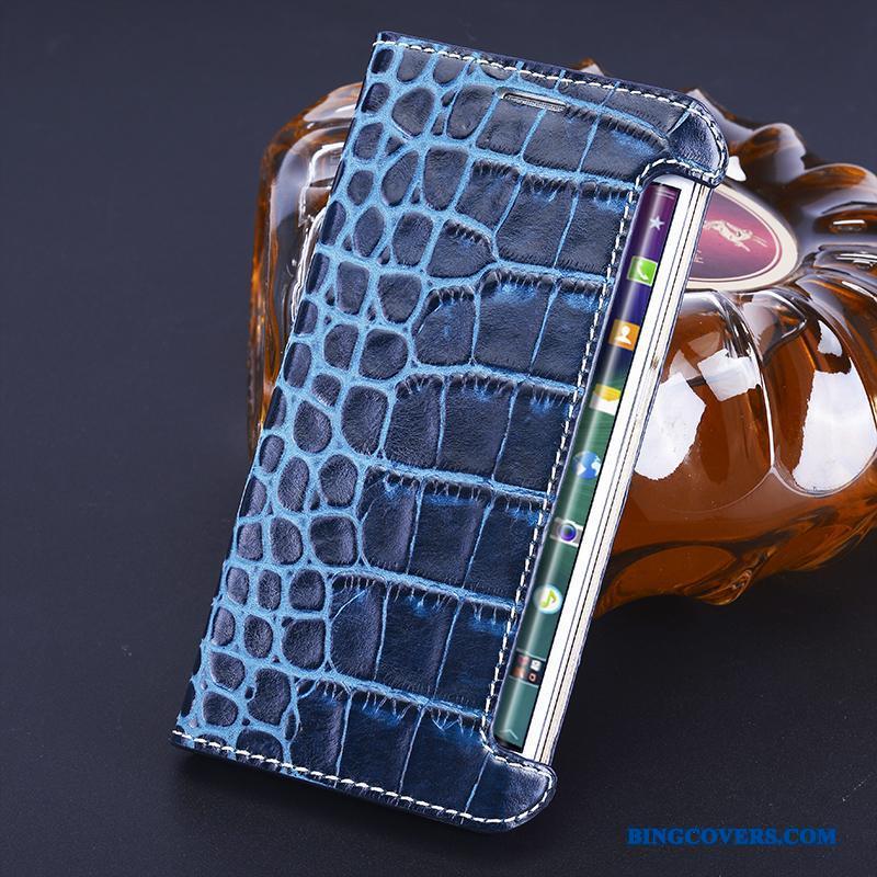 Samsung Galaxy S8 Etui Blå Ægte Læder Beskyttelse Anti-fald Silikone Lædertaske Stjerne