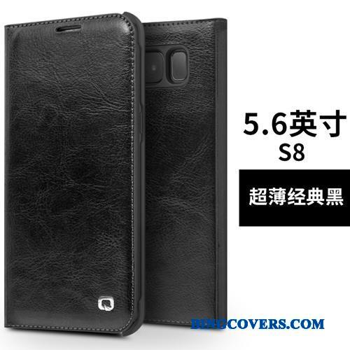 Samsung Galaxy S8 Etui Business Beskyttelse Tynd Cover Folio Mobiltelefon Sort