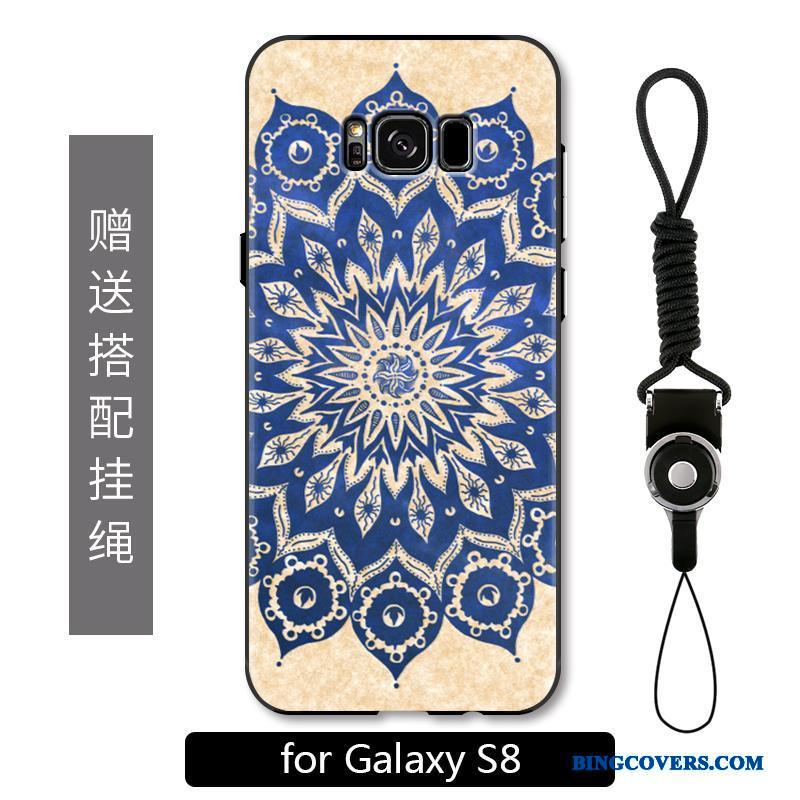 Samsung Galaxy S8 Kreativ Beskyttelse Cover Kinesisk Stil Simple Telefon Etui Blå
