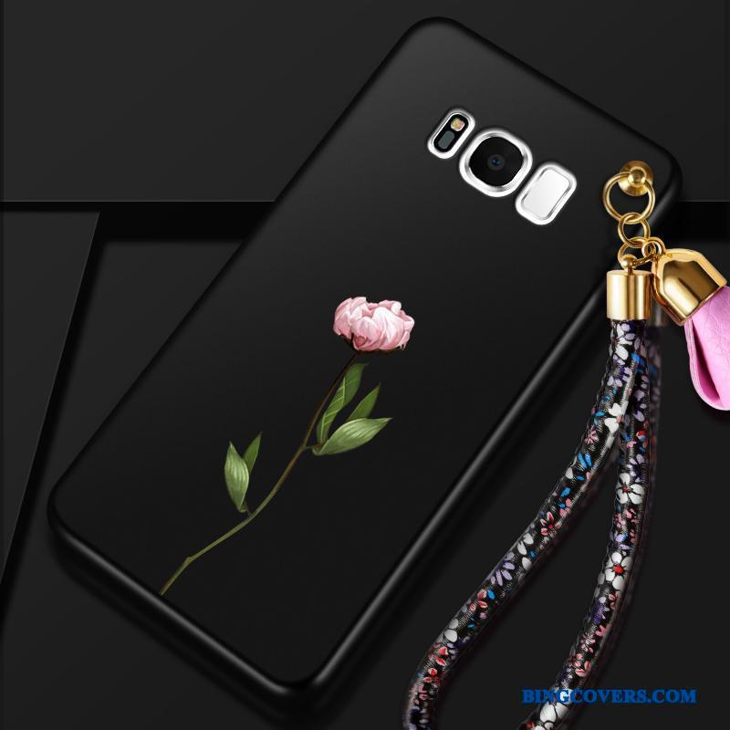 Samsung Galaxy S8 Sort Telefon Etui Silikone Stjerne Hængende Ornamenter Anti-fald Cover
