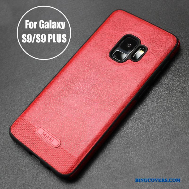 Samsung Galaxy S9+ Alt Inklusive Læder Telefon Etui Beskyttelse Simple Rød Ægte Læder