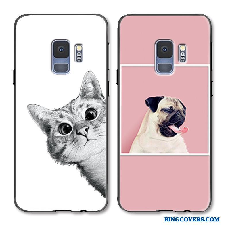 Samsung Galaxy S9+ Cartoon Malet Cover Relief Lyserød Smuk Telefon Etui
